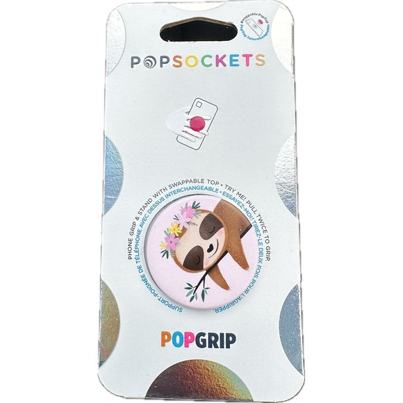 Popsocket Sweet Sloth Flower Swap Top Holder PopGrip Phone Grip iPhone Samsung - Picture 2 of 3